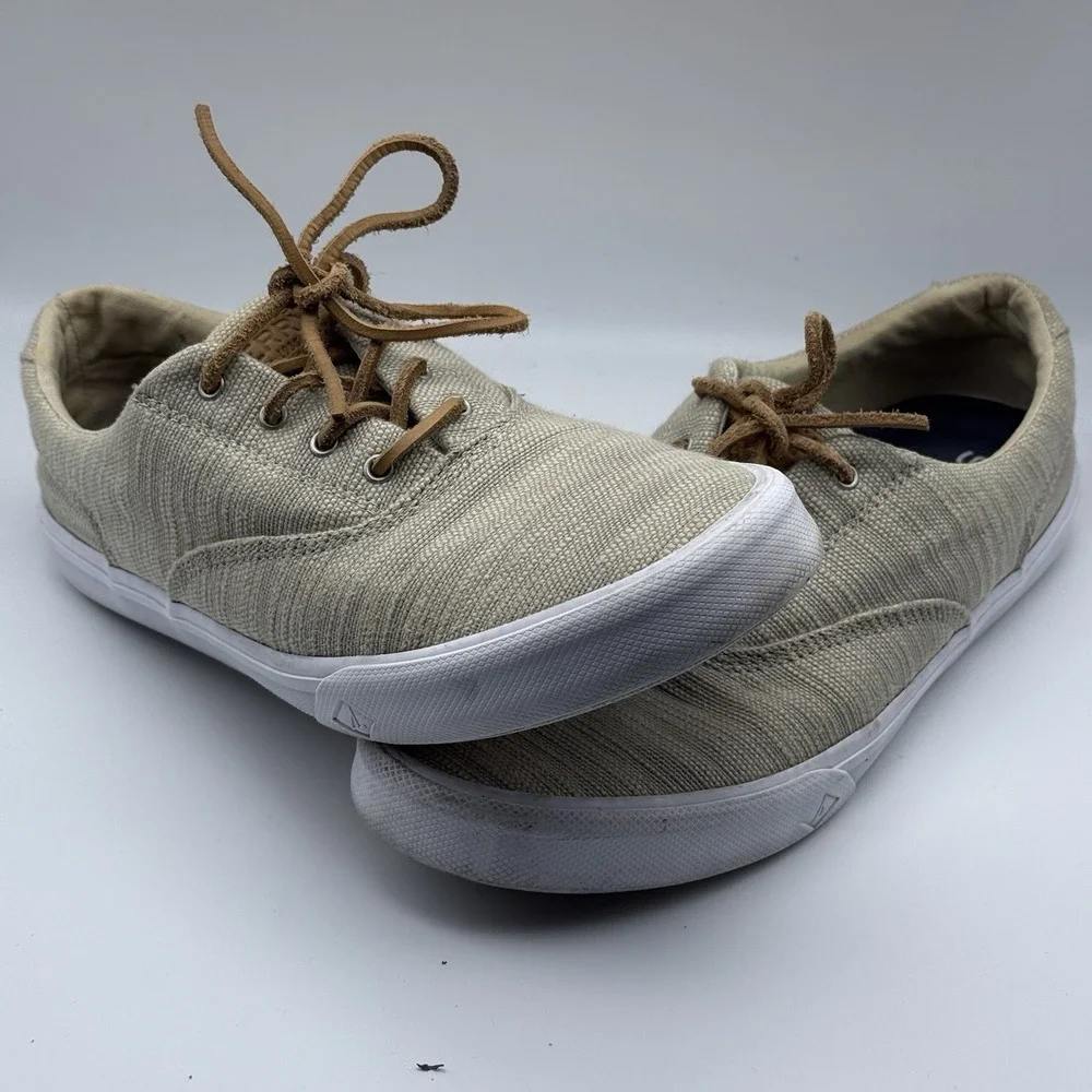 Sperry Top-Sider Tan Woven Canvas Sneakers Mens Size 9 Casual Boat Shoes